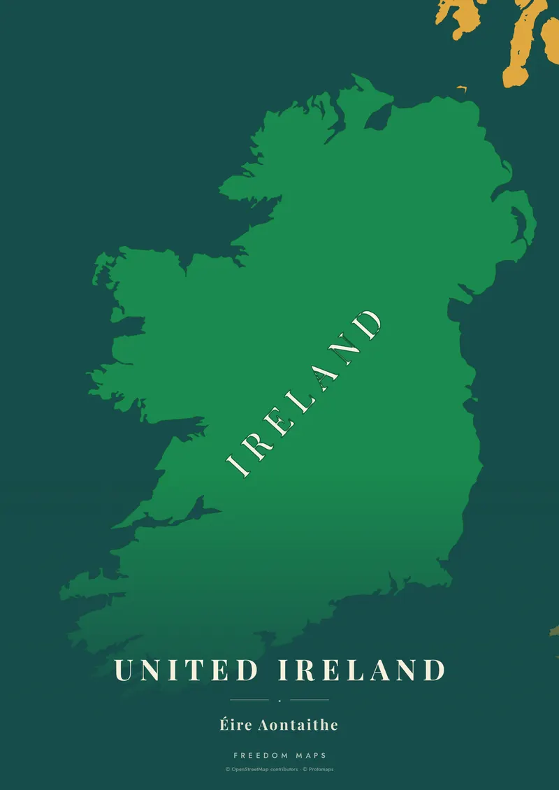 United Ireland poster map — Ireland framing · Retro · serif