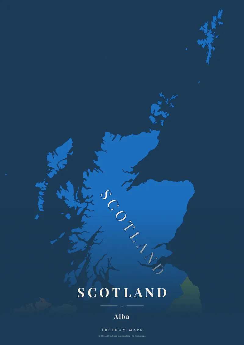 Scotland poster map — Scotland framing · Atlantic · serif