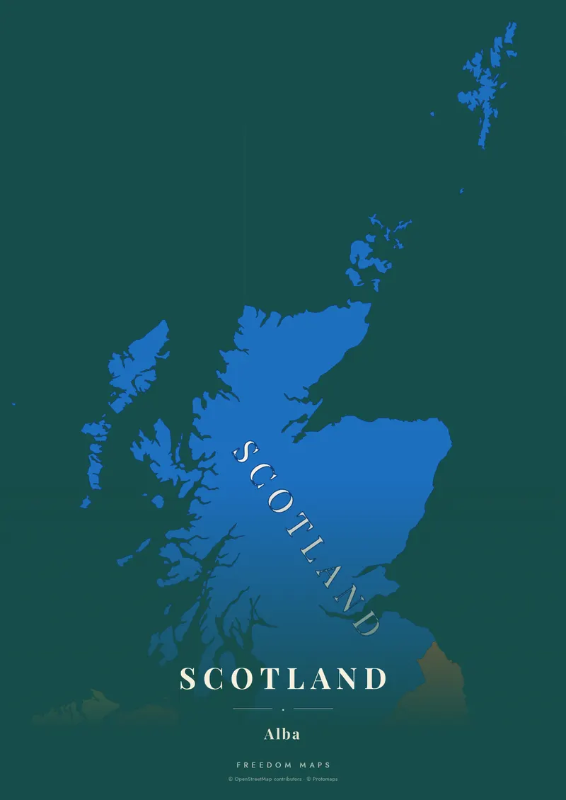 Scotland poster map — Scotland framing · Retro · serif